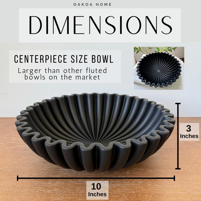 OAOKA Concrete Black Decorative Bowl for Home Decor - Black Fruit Bowl for Kitchen Counter - Black Bowl Decor - Modern Fruit Bowl Black - Centerpiece Bowl - Image 4